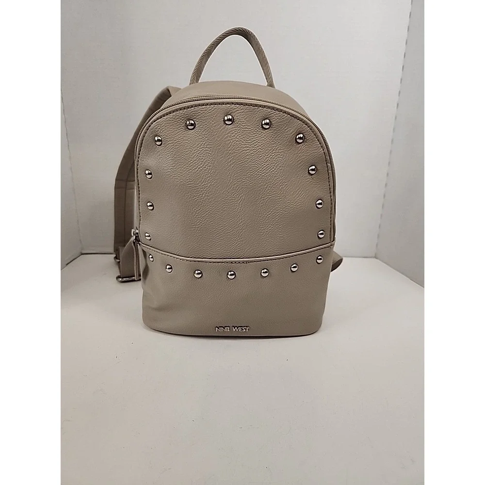 Nine West Beige Studded Faux Leather Back Pack Purse 10